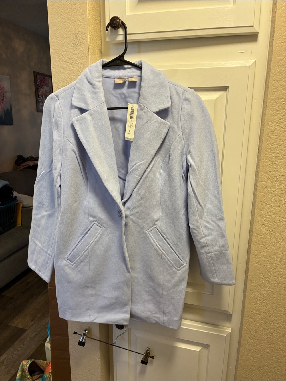 Chico’s indigo ice blue knit plush jacket NWT